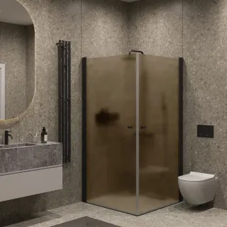 Душевой уголок на монопетле by Deonria U-80-79-6-BR/M-B 80x79см чёрный/бронза матовая